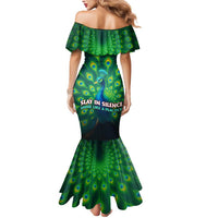 Georgia Peacock Mermaid Dress with Slay in Silence Shine Like a Peacock Design - Wonder Print Shop