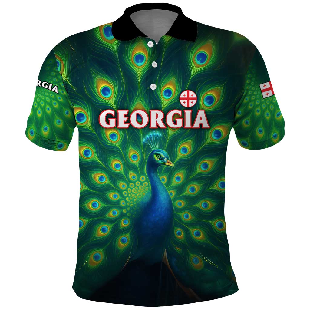 Georgia Peacock Polo Shirt with Slay in Silence Shine Like a Peacock Design - Wonder Print Shop