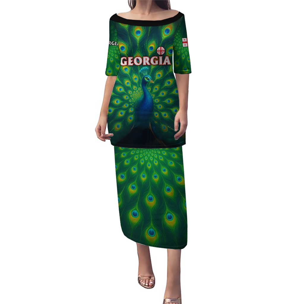 Georgia Peacock Puletasi with Slay in Silence Shine Like a Peacock Design - Wonder Print Shop