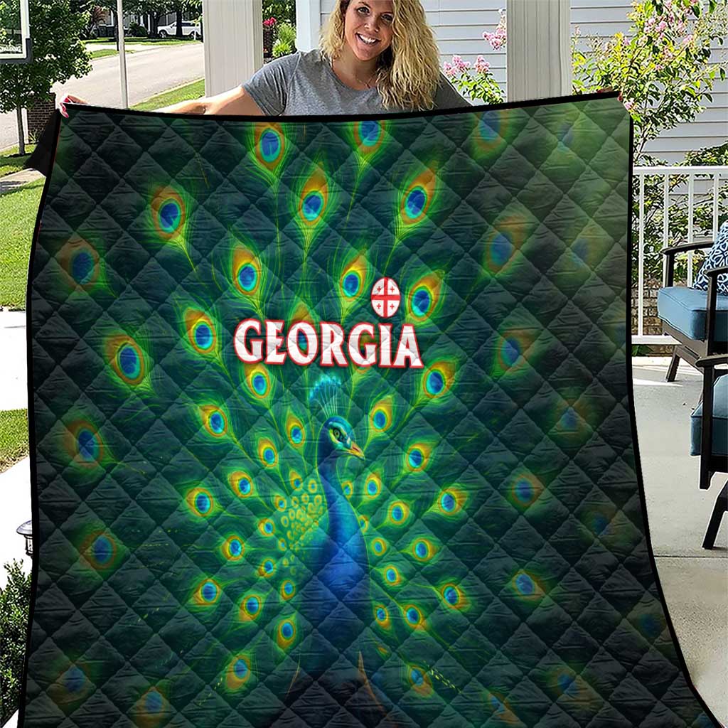 Georgia Peacock Quilt with Slay in Silence Shine Like a Peacock Design - Wonder Print Shop