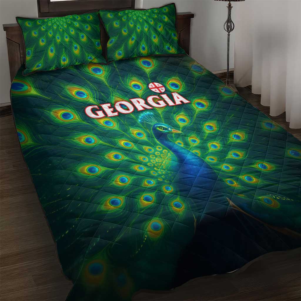 Georgia Peacock Quilt Bed Set with Slay in Silence Shine Like a Peacock Design - Wonder Print Shop