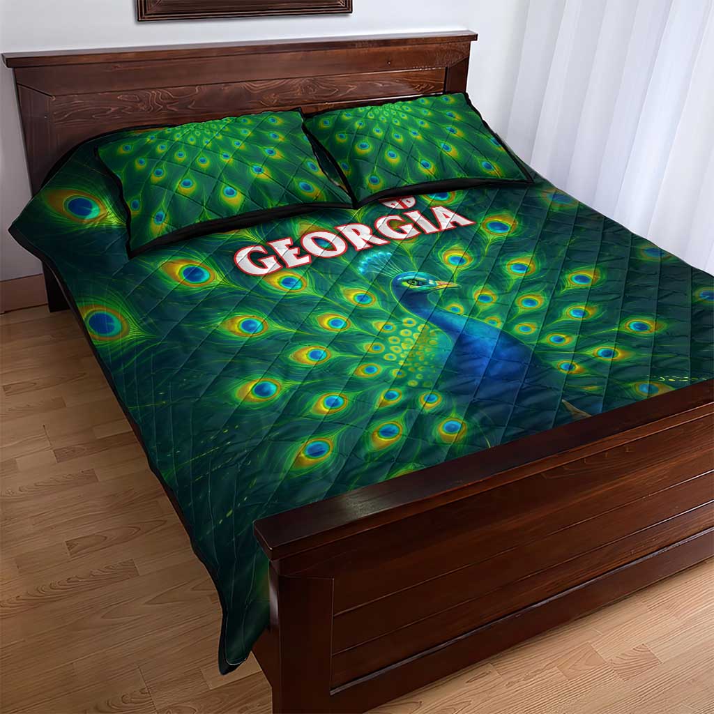 Georgia Peacock Quilt Bed Set with Slay in Silence Shine Like a Peacock Design - Wonder Print Shop