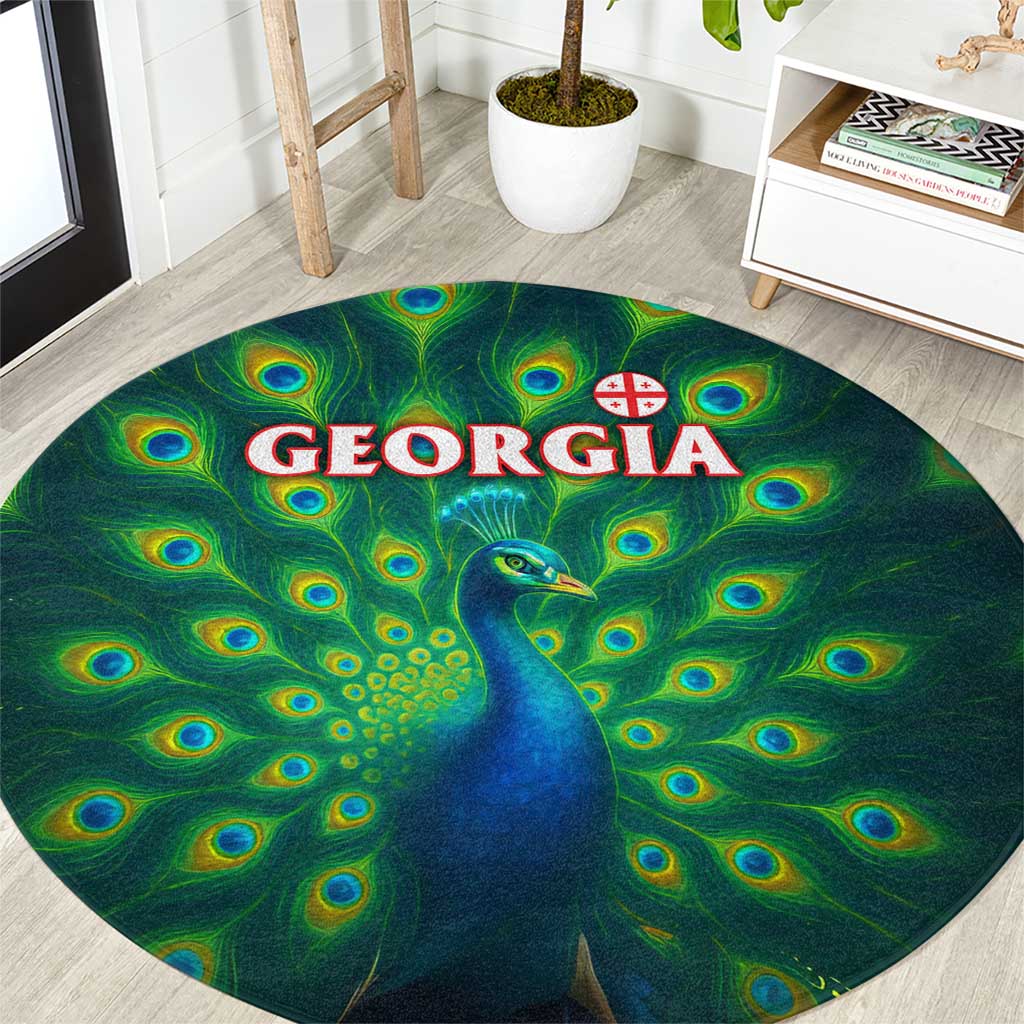 Georgia Peacock Round Carpet with Slay in Silence Shine Like a Peacock Design - Wonder Print Shop