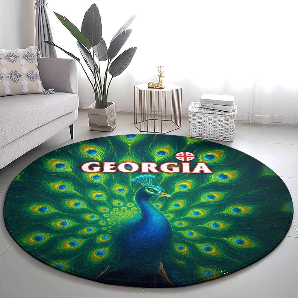 Georgia Peacock Round Carpet with Slay in Silence Shine Like a Peacock Design - Wonder Print Shop