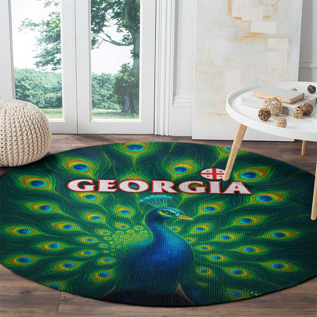 Georgia Peacock Round Carpet with Slay in Silence Shine Like a Peacock Design - Wonder Print Shop