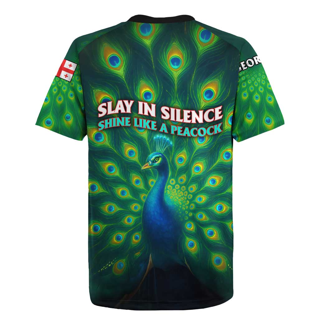 Georgia Peacock Rugby Jersey with Slay in Silence Shine Like a Peacock Design - Wonder Print Shop