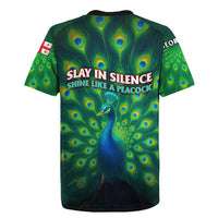 Georgia Peacock Rugby Jersey with Slay in Silence Shine Like a Peacock Design - Wonder Print Shop