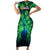 Georgia Peacock Short Sleeve Bodycon Dress with Slay in Silence Shine Like a Peacock Design - Wonder Print Shop