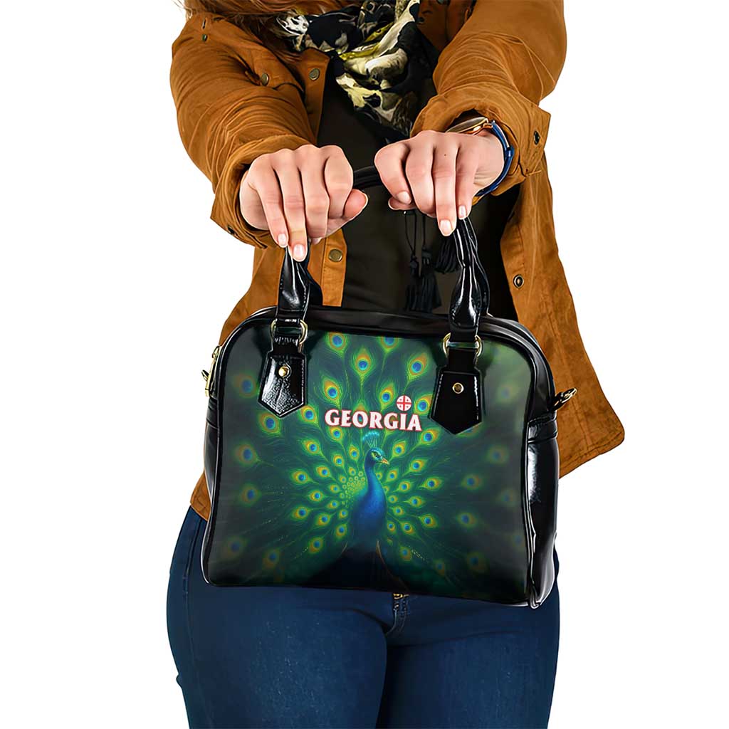 Georgia Peacock Shoulder Handbag with Slay in Silence Shine Like a Peacock Design - Wonder Print Shop