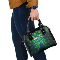 Georgia Peacock Shoulder Handbag with Slay in Silence Shine Like a Peacock Design - Wonder Print Shop