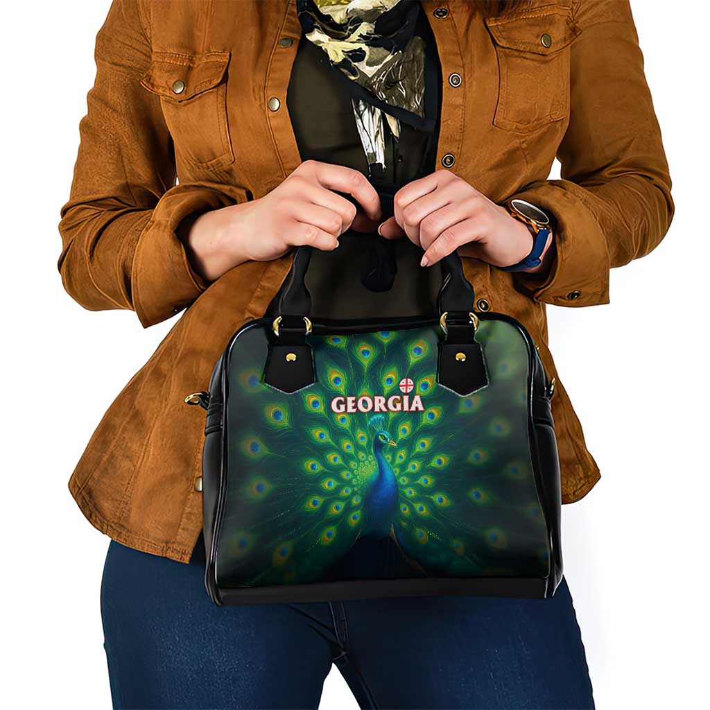 Georgia Peacock Shoulder Handbag with Slay in Silence Shine Like a Peacock Design - Wonder Print Shop