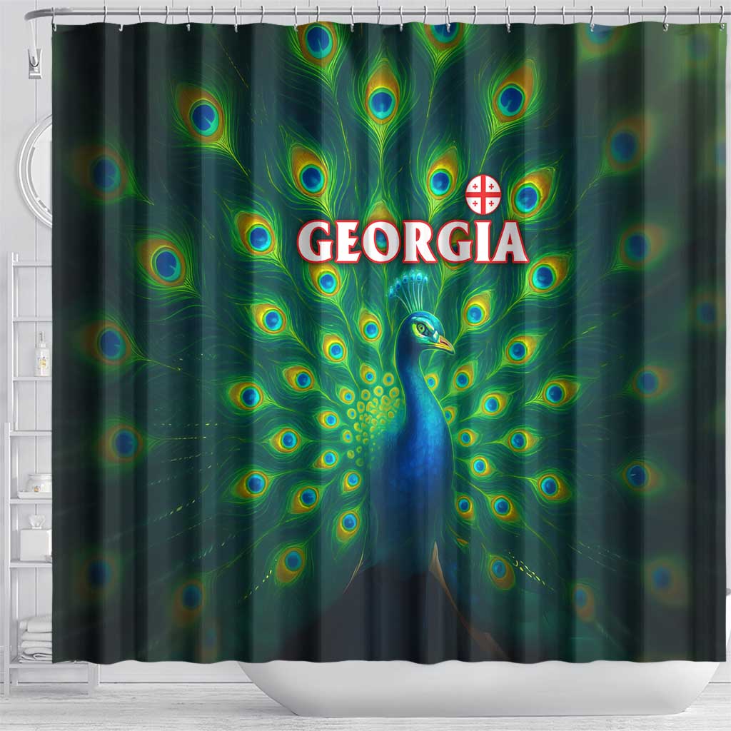 Georgia Peacock Shower Curtain with Slay in Silence Shine Like a Peacock Design - Wonder Print Shop