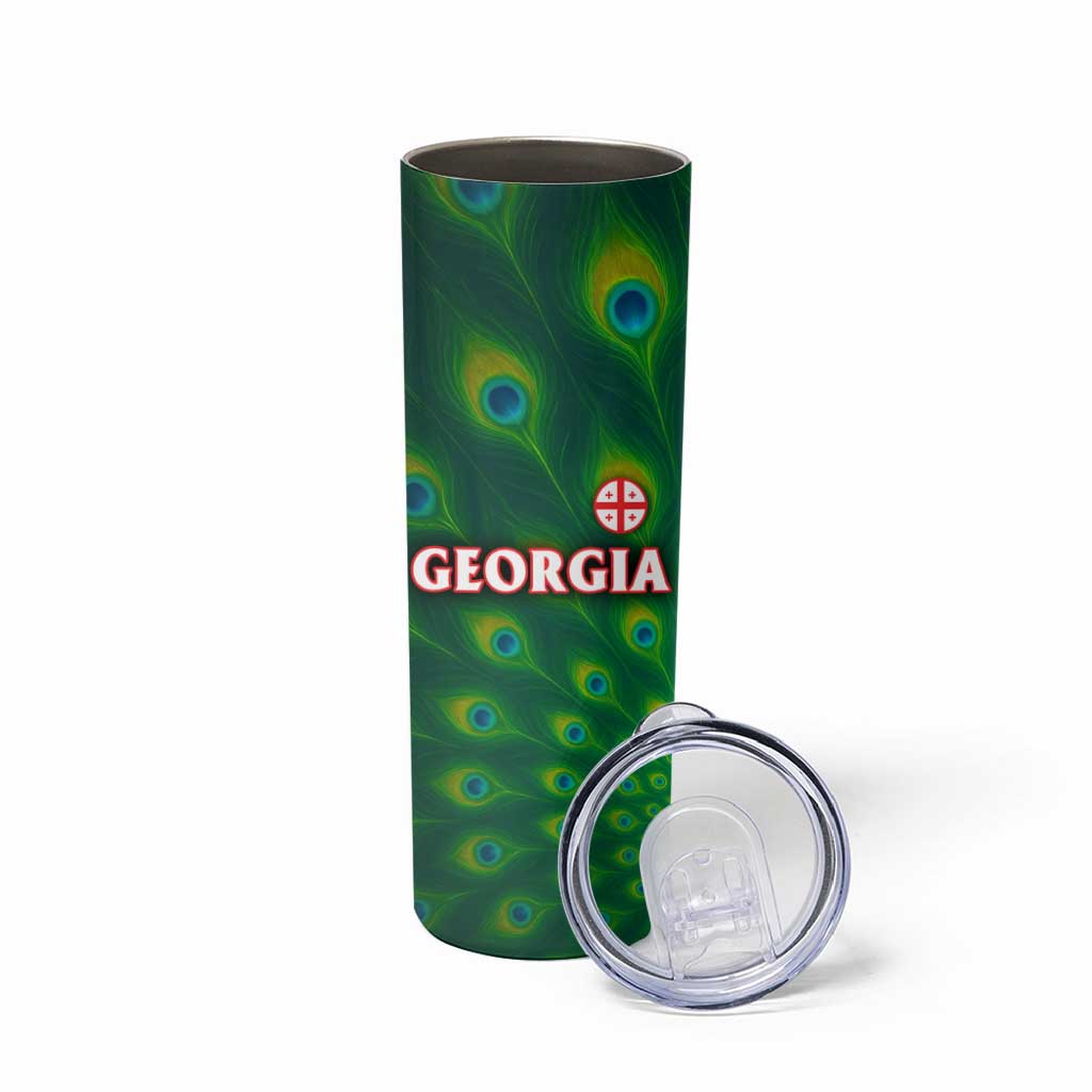 Georgia Peacock Skinny Tumbler with Slay in Silence Shine Like a Peacock Design - Wonder Print Shop