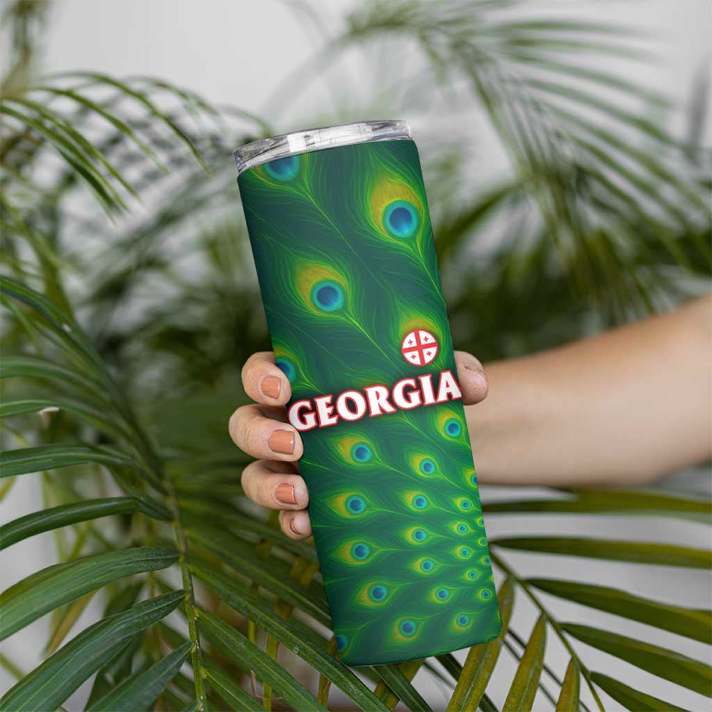 Georgia Peacock Skinny Tumbler with Slay in Silence Shine Like a Peacock Design - Wonder Print Shop