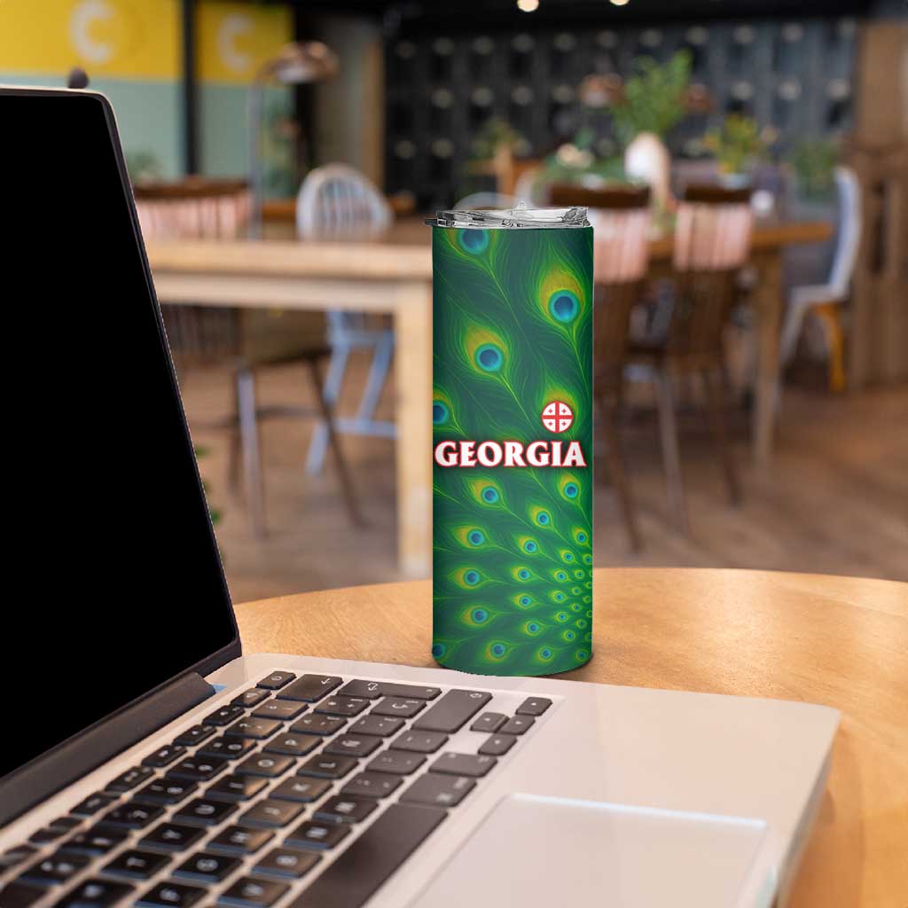 Georgia Peacock Skinny Tumbler with Slay in Silence Shine Like a Peacock Design - Wonder Print Shop