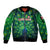 Georgia Peacock Sleeve Zip Bomber Jacket with Slay in Silence Shine Like a Peacock Design - Wonder Print Shop