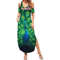 Georgia Peacock Summer Maxi Dress with Slay in Silence Shine Like a Peacock Design - Wonder Print Shop
