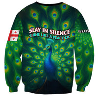 Georgia Peacock Sweatshirt with Slay in Silence Shine Like a Peacock Design - Wonder Print Shop