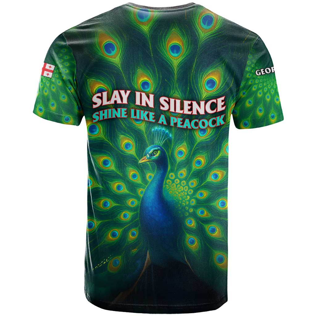 Georgia Peacock T Shirt with Slay in Silence Shine Like a Peacock Design - Wonder Print Shop