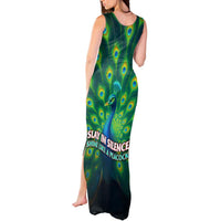 Georgia Peacock Tank Maxi Dress with Slay in Silence Shine Like a Peacock Design - Wonder Print Shop