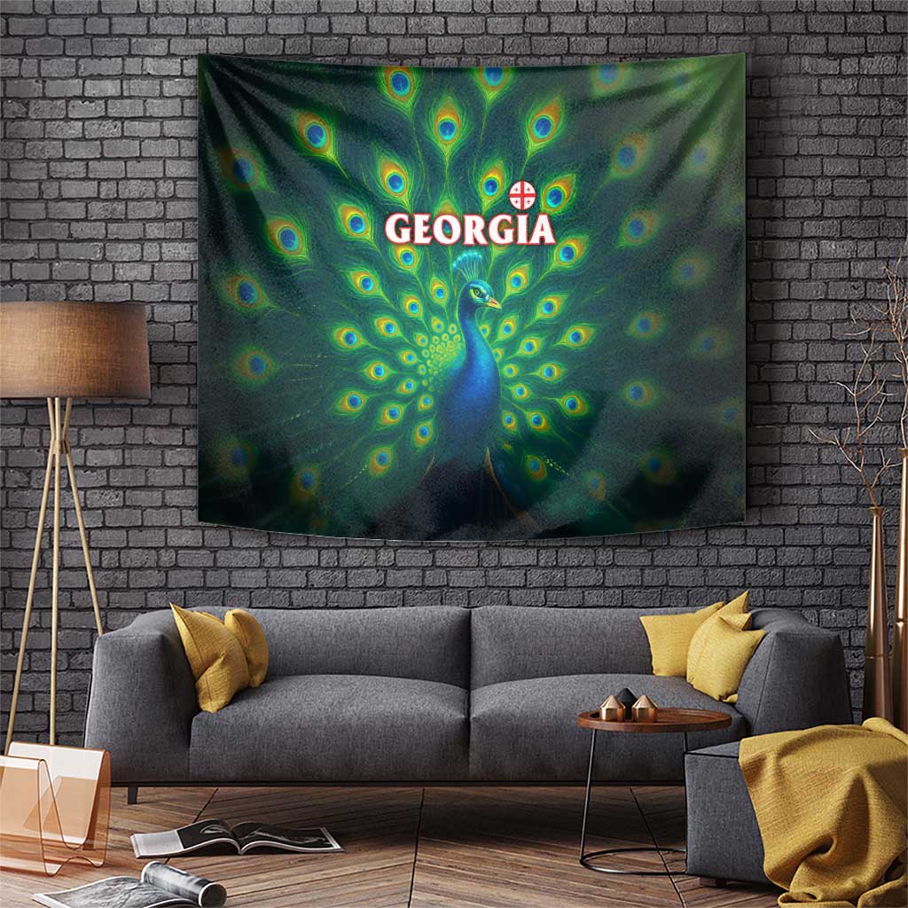 Georgia Peacock Tapestry with Slay in Silence Shine Like a Peacock Design - Wonder Print Shop