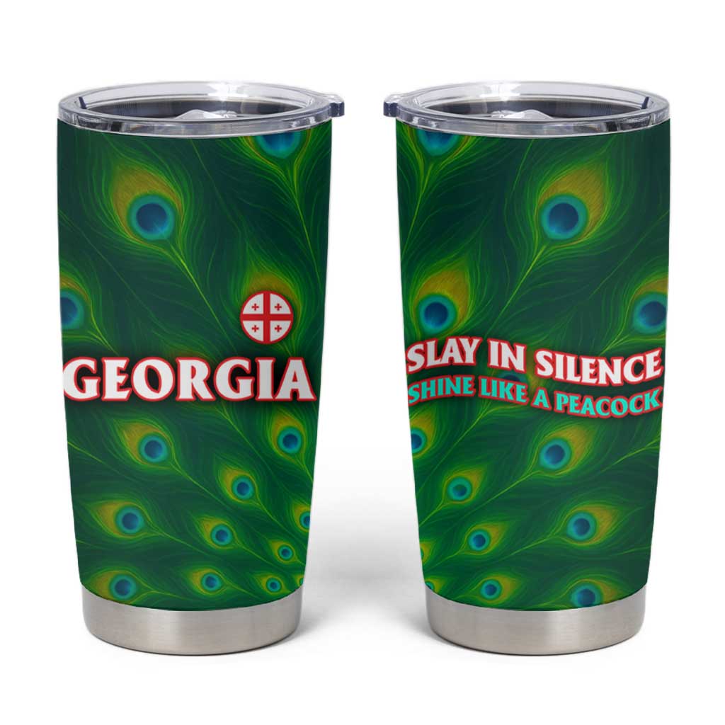Georgia Peacock Tumbler Cup with Slay in Silence Shine Like a Peacock Design - Wonder Print Shop