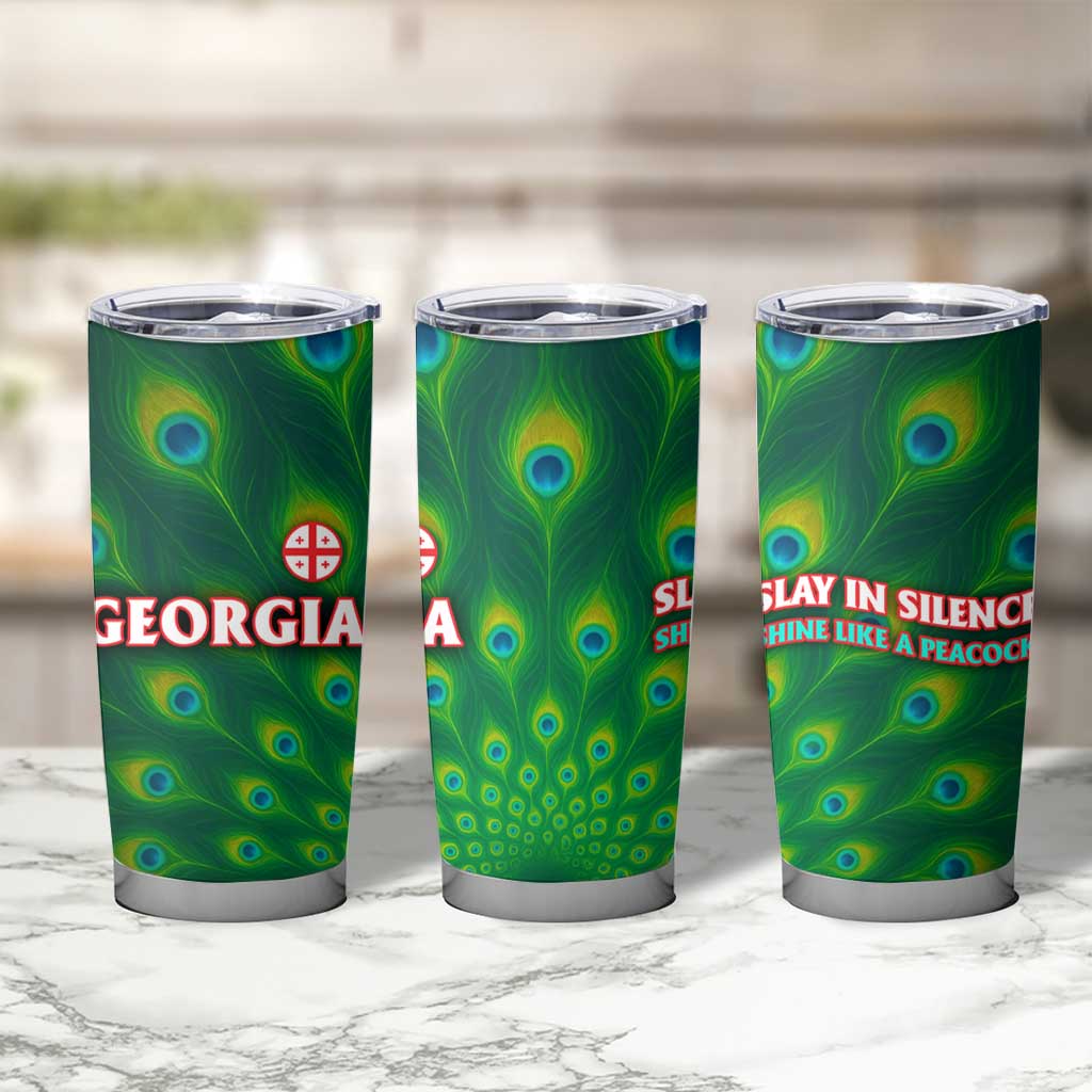Georgia Peacock Tumbler Cup with Slay in Silence Shine Like a Peacock Design - Wonder Print Shop