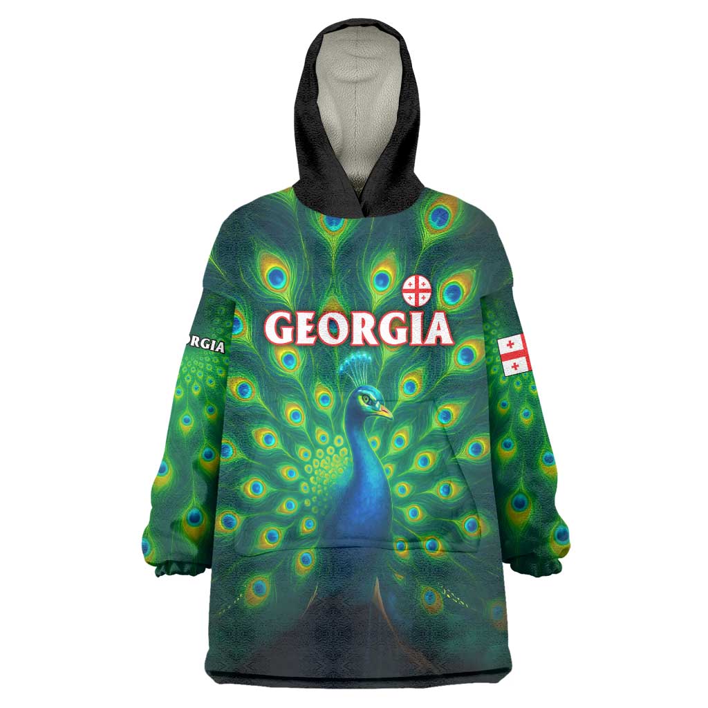 Georgia Peacock Wearable Blanket Hoodie with Slay in Silence Shine Like a Peacock Design - Wonder Print Shop