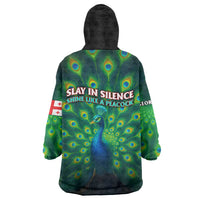 Georgia Peacock Wearable Blanket Hoodie with Slay in Silence Shine Like a Peacock Design - Wonder Print Shop