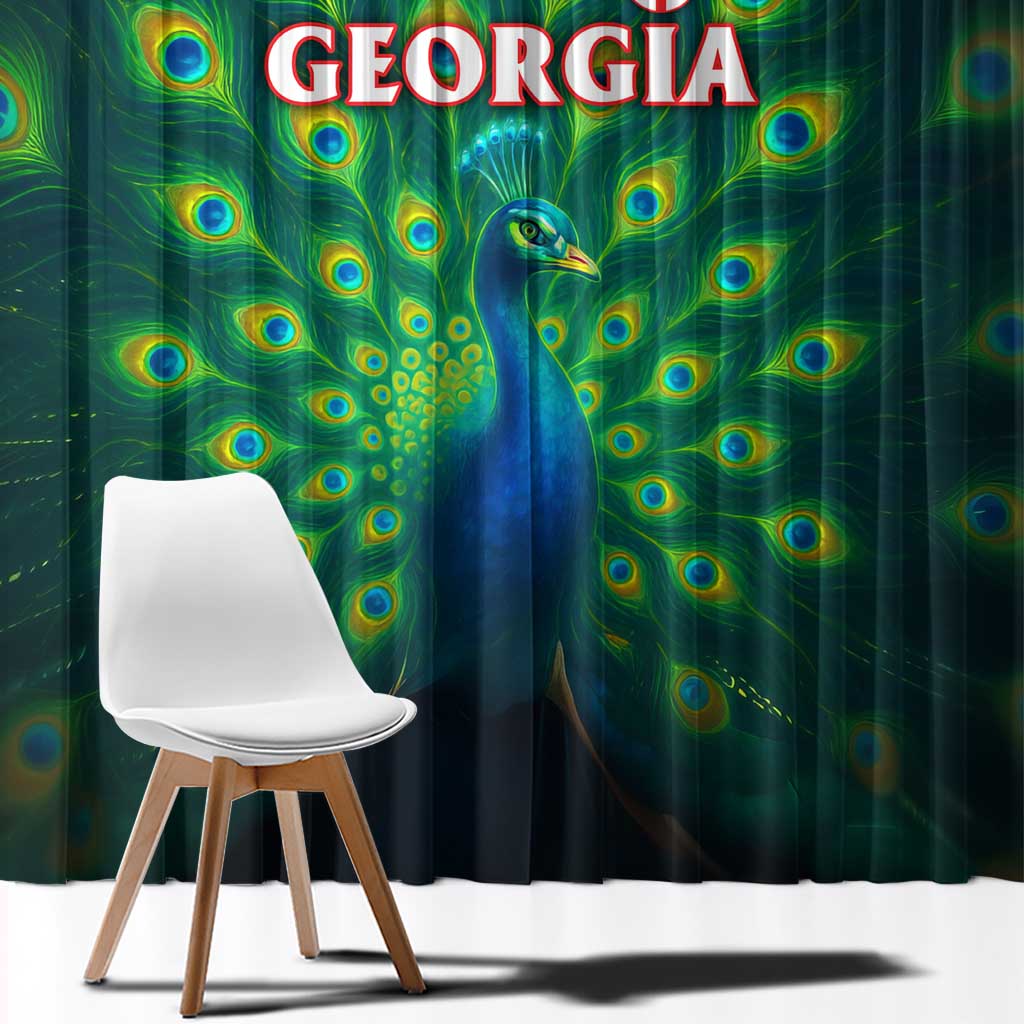 Georgia Peacock Window Curtain with Slay in Silence Shine Like a Peacock Design - Wonder Print Shop