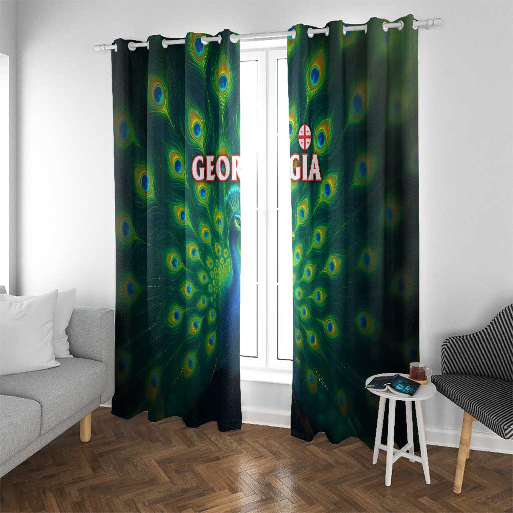 Georgia Peacock Window Curtain with Slay in Silence Shine Like a Peacock Design - Wonder Print Shop