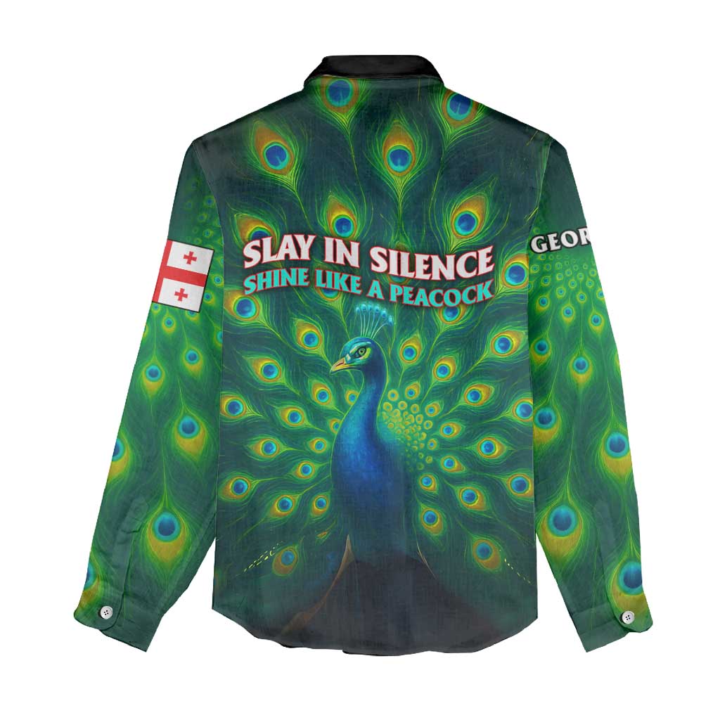 Georgia Peacock Women Casual Shirt with Slay in Silence Shine Like a Peacock Design - Wonder Print Shop