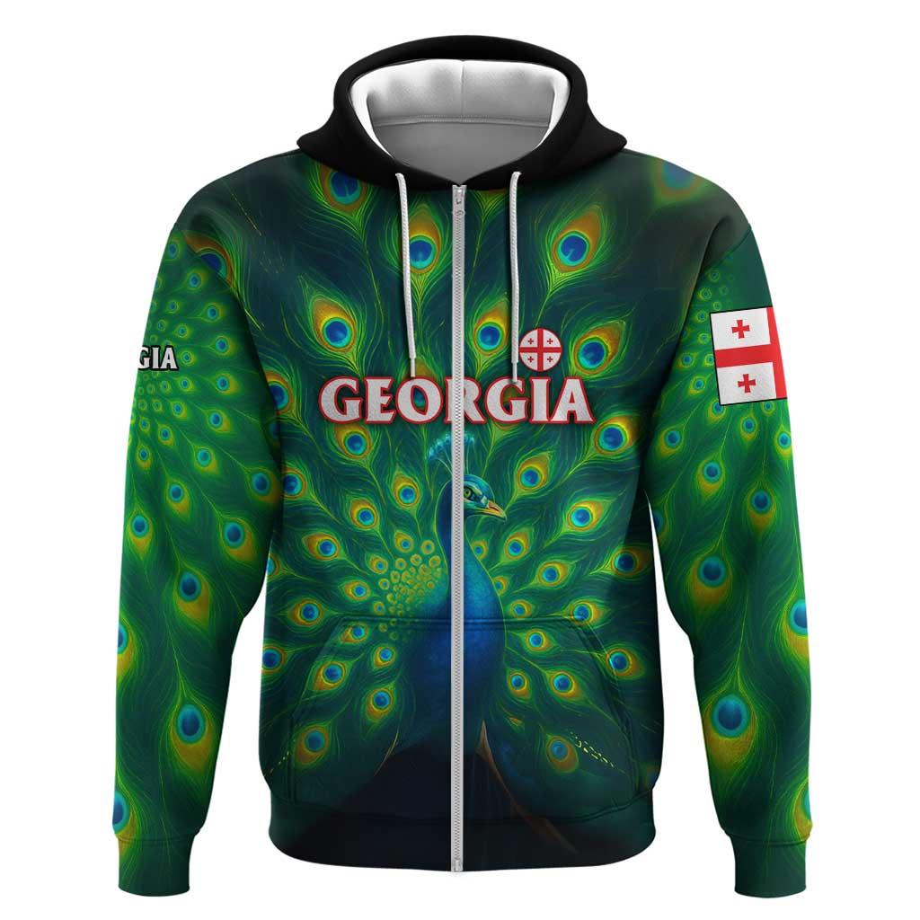 Georgia Peacock Zip Hoodie with Slay in Silence Shine Like a Peacock Design - Wonder Print Shop