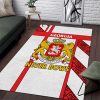 Georgia Area Rug with Red Cross and Golden Lions Emblem Never Bows Design - Wonder Print Shop