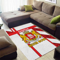 Georgia Area Rug with Red Cross and Golden Lions Emblem Never Bows Design - Wonder Print Shop