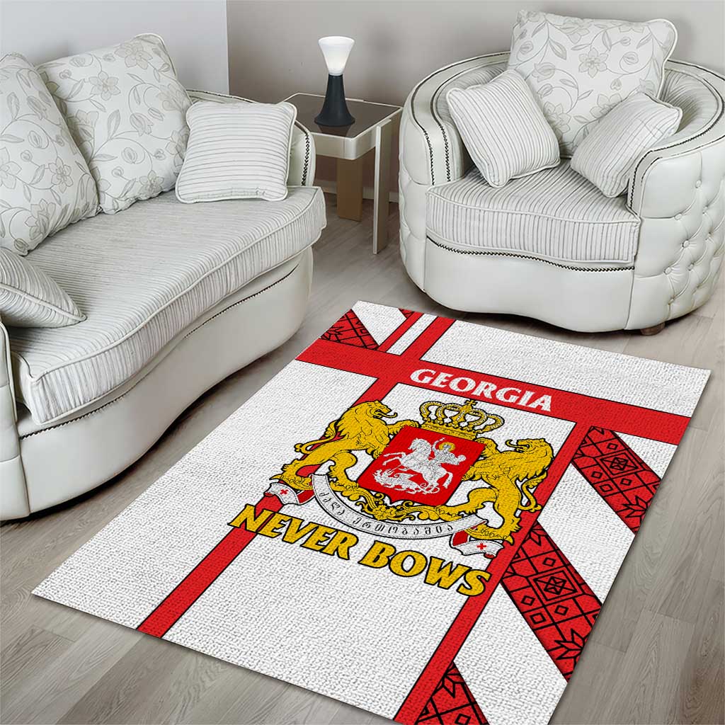 Georgia Area Rug with Red Cross and Golden Lions Emblem Never Bows Design - Wonder Print Shop