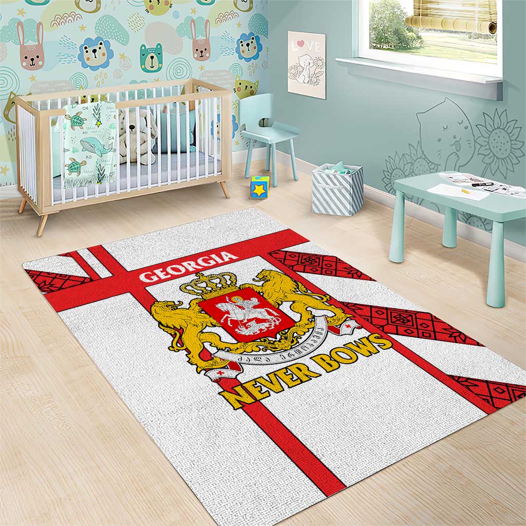 Georgia Area Rug with Red Cross and Golden Lions Emblem Never Bows Design - Wonder Print Shop