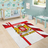 Georgia Area Rug with Red Cross and Golden Lions Emblem Never Bows Design - Wonder Print Shop