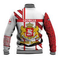 Georgia Baseball Jacket with Red Cross and Golden Lions Emblem Never Bows Design - Wonder Print Shop