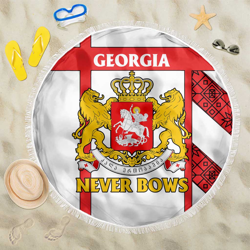 Georgia Beach Blanket with Red Cross and Golden Lions Emblem Never Bows Design - Wonder Print Shop
