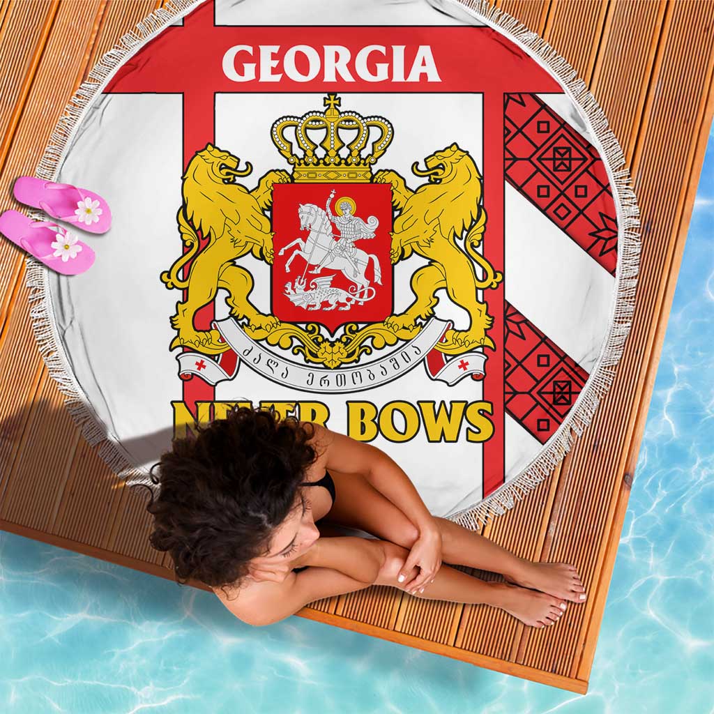 Georgia Beach Blanket with Red Cross and Golden Lions Emblem Never Bows Design - Wonder Print Shop