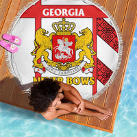 Georgia Beach Blanket with Red Cross and Golden Lions Emblem Never Bows Design - Wonder Print Shop