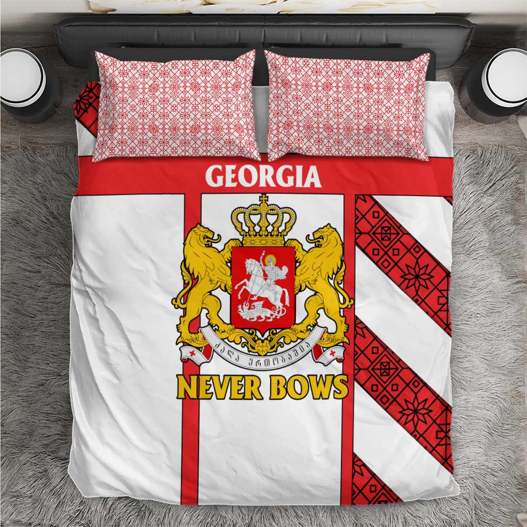Georgia Bedding Set with Red Cross and Golden Lions Emblem Never Bows Design - Wonder Print Shop