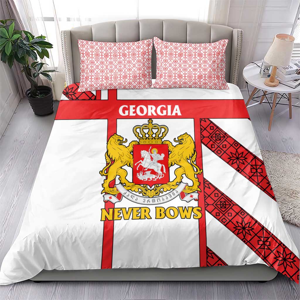 Georgia Bedding Set with Red Cross and Golden Lions Emblem Never Bows Design - Wonder Print Shop