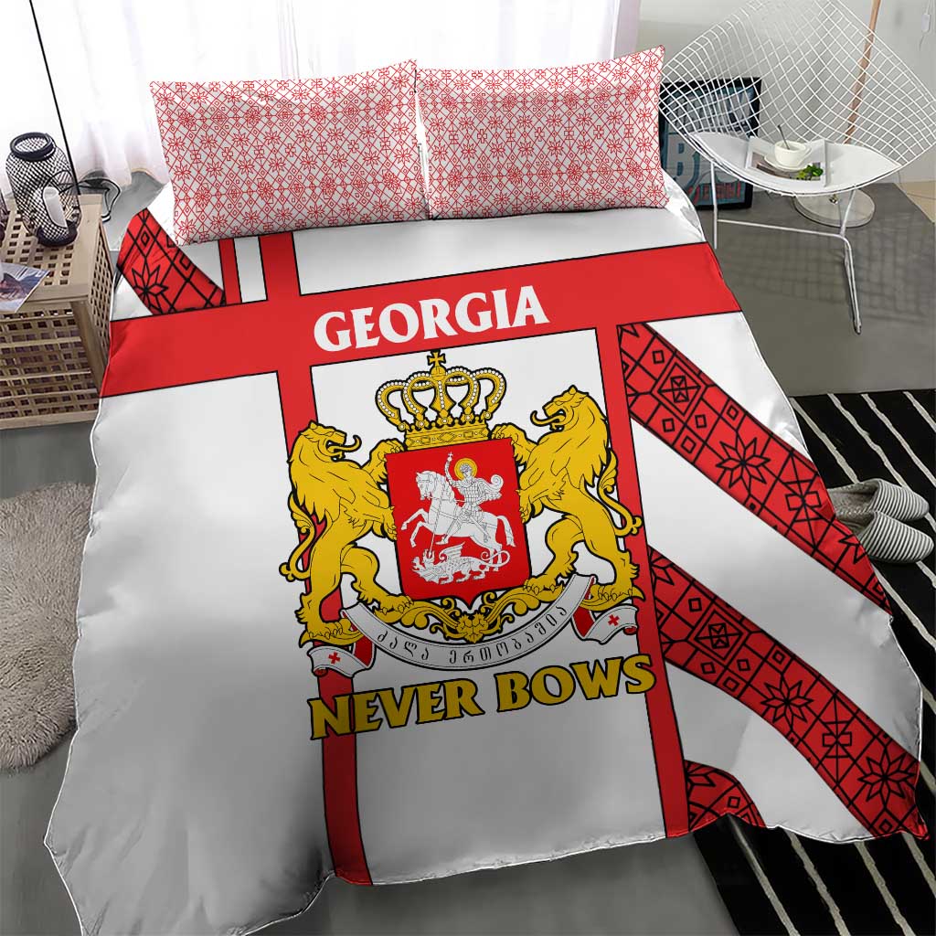 Georgia Bedding Set with Red Cross and Golden Lions Emblem Never Bows Design - Wonder Print Shop