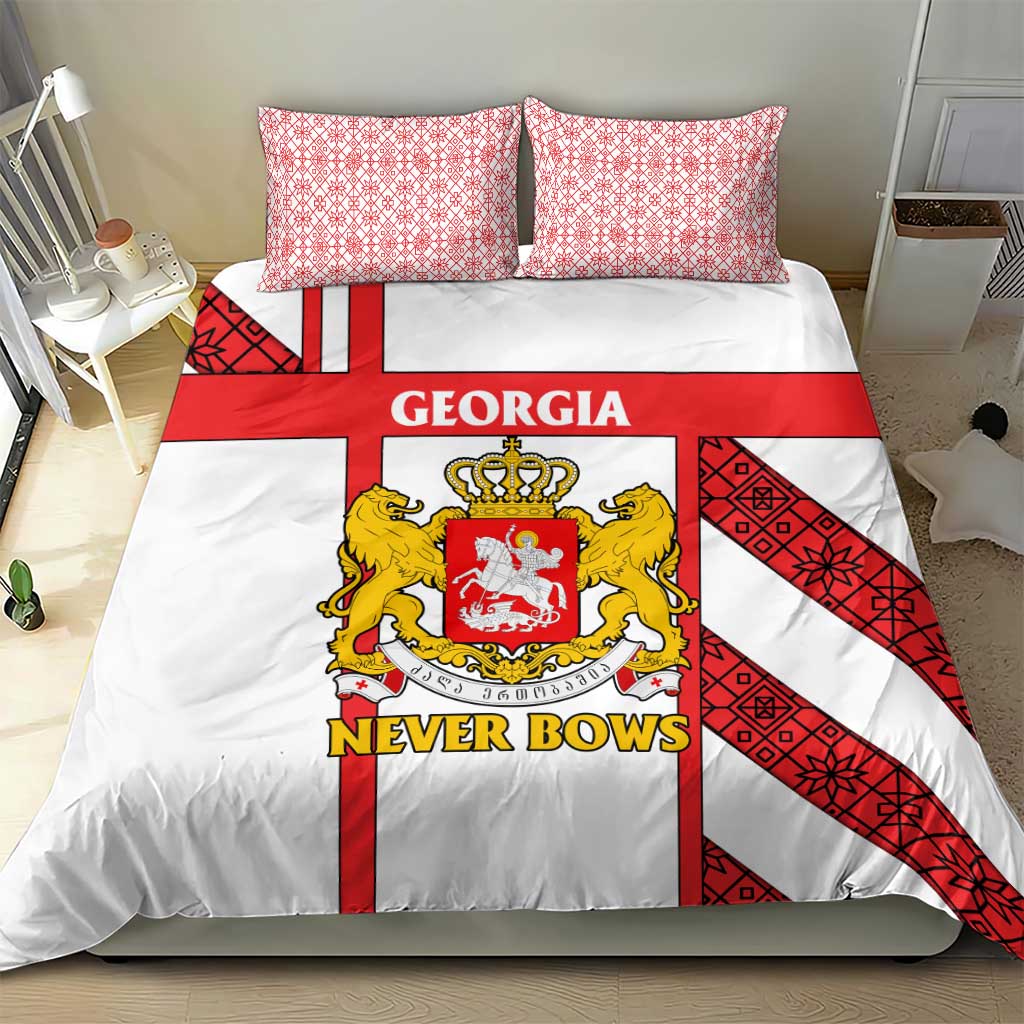 Georgia Bedding Set with Red Cross and Golden Lions Emblem Never Bows Design - Wonder Print Shop