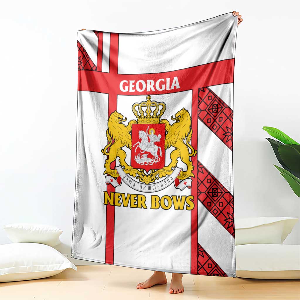 Georgia Blanket with Red Cross and Golden Lions Emblem Never Bows Design - Wonder Print Shop