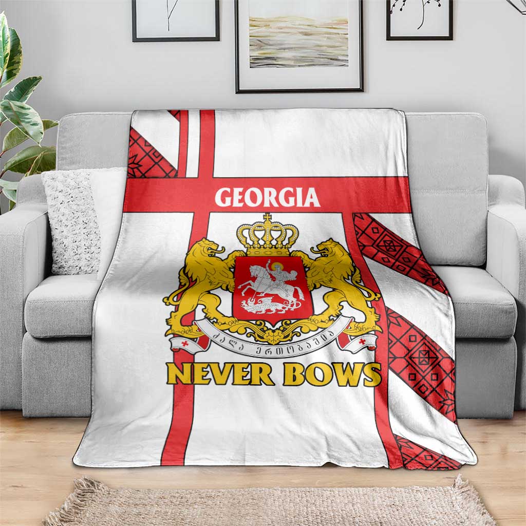 Georgia Blanket with Red Cross and Golden Lions Emblem Never Bows Design - Wonder Print Shop