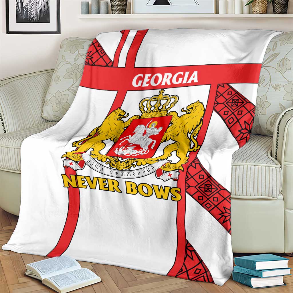 Georgia Blanket with Red Cross and Golden Lions Emblem Never Bows Design - Wonder Print Shop