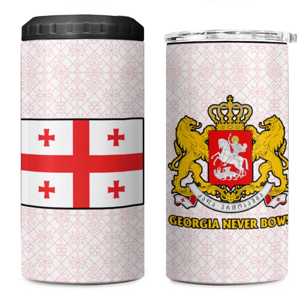 Georgia 4 in 1 Can Cooler Tumbler with Red Cross and Golden Lions Emblem Never Bows Design - Wonder Print Shop